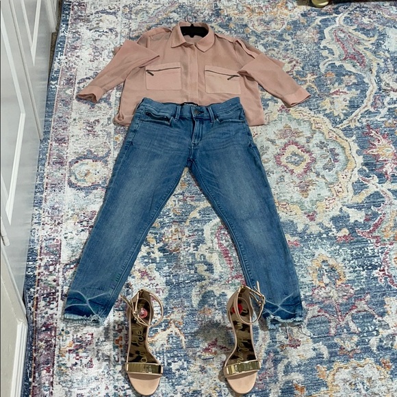 Blush pink button down dress blouse with pockets - Picture 6 of 7